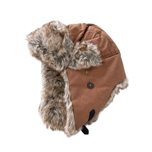 Mad Bomber Faux Fur Trapper Hat Size Medium Brown Tan Cotton Winter Outerwear - Picture 1 of 7